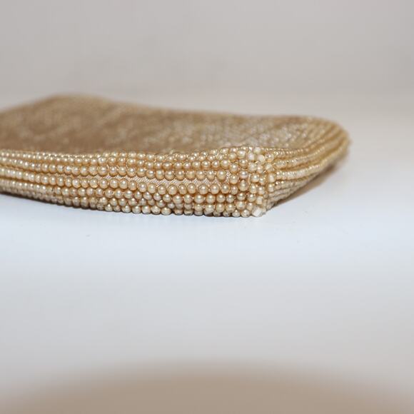 Vintage Pearl Beaded Clutch Purse Evening Bag with Zipper - Picture 3 of 5